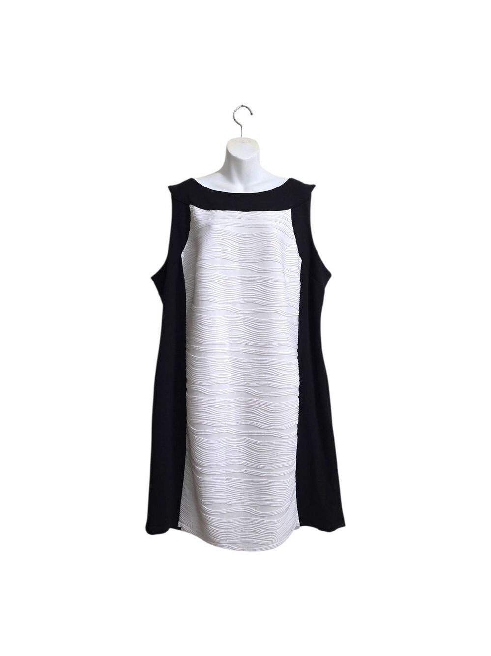 Calvin Klein Colorblock Pintuck Sleeveless Knee Length Sheath Dress Sz 24W
